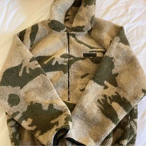 Essentials khaki polyester hoodie